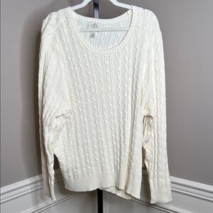 St. John's Bay Cream Cable Knit Crew Neck Sweater size 3X